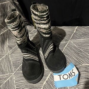 TOMS Black Suede Leather & Textile Mix NEPAL Boots Women’s